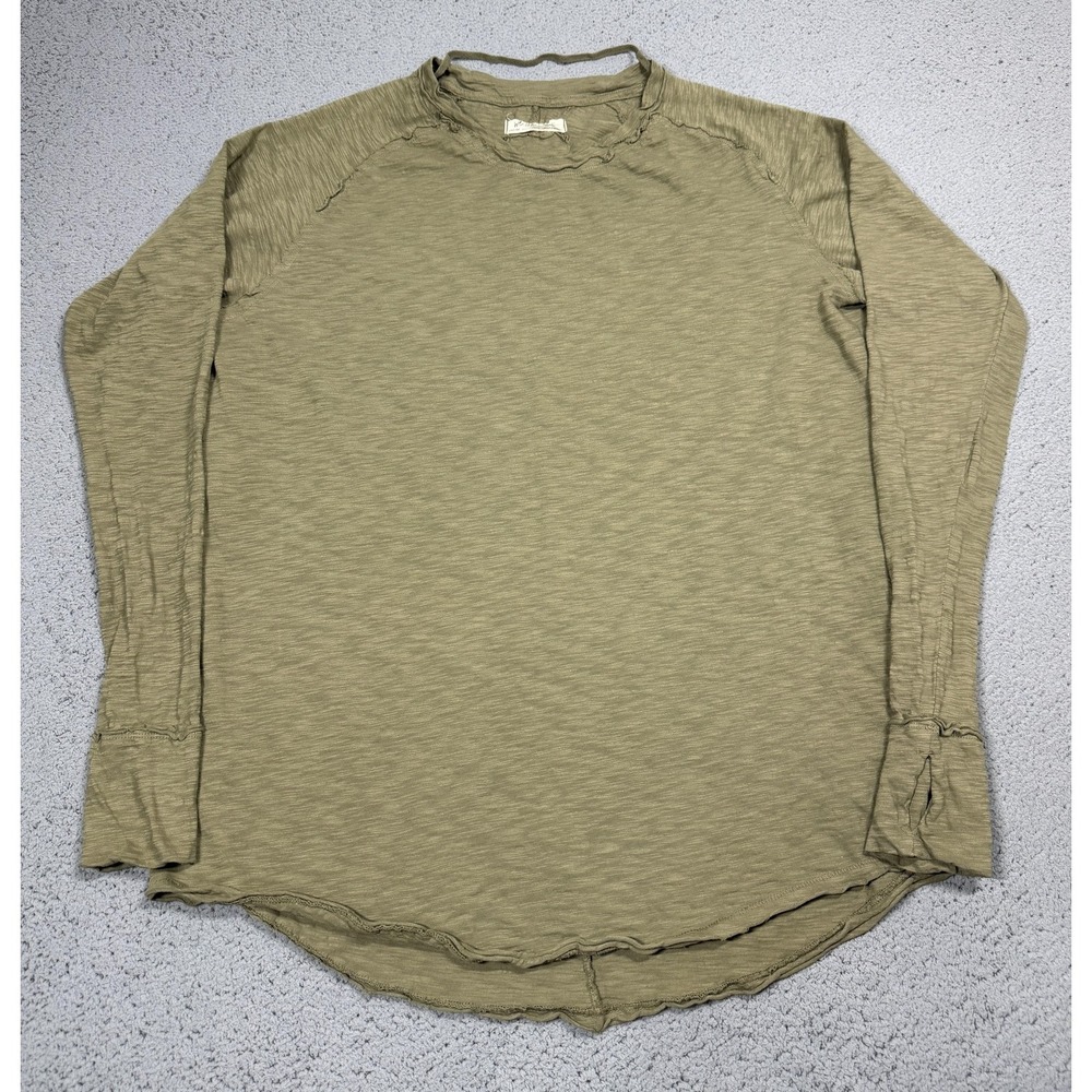 We The Free Shirt Womens Medium Green Long Sleeve Slub Thumbhole OB990140 - Picture 1 of 9